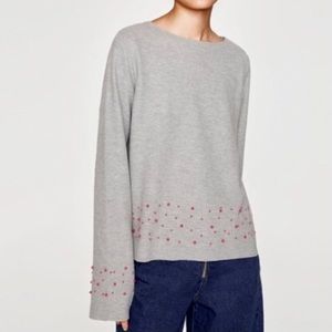 Zara Pink Pearl Sweater Size Medium